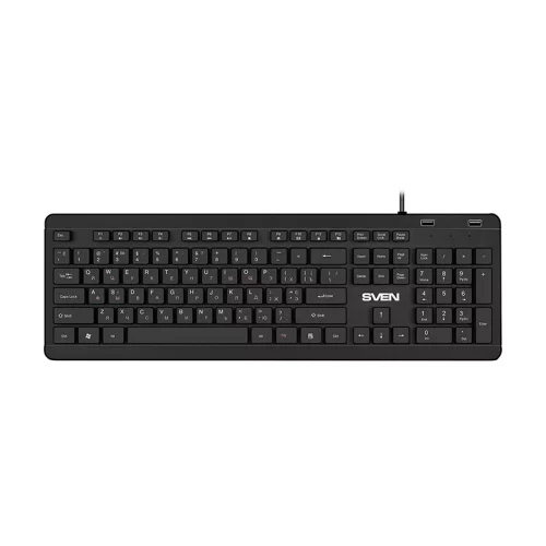 Клавиатура SVEN KB-E5700H чёрная(104кл, USB-Hub*2, Slim, 12Fn, островной тип кл.) (SV-019150)