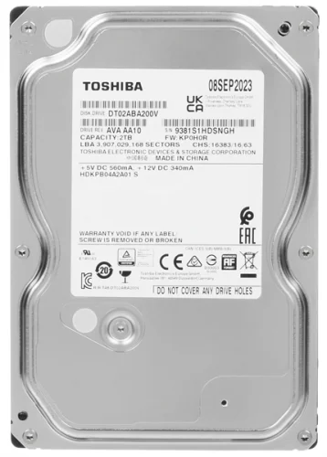 Жесткий диск Toshiba Surveillance HDD 3.5 SATA 2Tb, 5400rpm, 128MB buffer, 512e, SMR, DT02ABA200V , 1 year