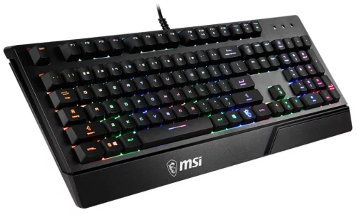 Клавиатура игровая MSI VIGOR GK20, membrane Keyboard with ergonomic keycaps and wrist rest. 12 Key Anti-ghosting Capability. Water Resistant (spill-proof), Static multi-colour backlighting (S11-04RU230-CLA) фото 2