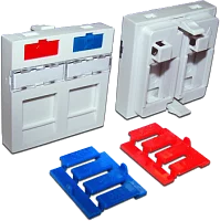 Вставка 45x45 на 2 кейстоуна, со шторкой, маркировкой и иконками, белая (LAN-SIP-24M-WH)