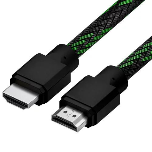 Кабель 1.5m HDMI 2.0, BICOLOR черно-зеленый нейлон, Ultra HD, 4K 60 fps 60Hz/5K*30Hz, 3D, AUDIO, 18.0 Гбит/с, 28AWG (4PH-R90015)