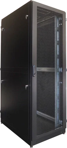 Шкаф серверный напольный 42U (800 1000) двойные перфорированные двери 2 шт., цвет черный (ШТК-М-42.8.10-88АА-9005)