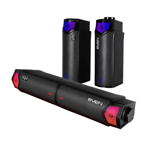 Саундбар мини SVEN SB-G1450, черный (10 Вт, питание USB, Bluetooth, подсветка) (SV-022488)