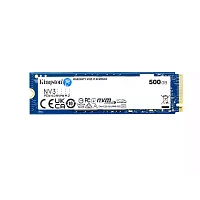 Твердотельный накопитель/ Kingston SSD NV3, 500GB, M.2(22x80mm), NVMe, PCIe 4.0 x4, 3D TLC, R/W 5000/3000MB/s, TBW 160, DWPD 0.3 (12 мес) (SNV3S/500G)