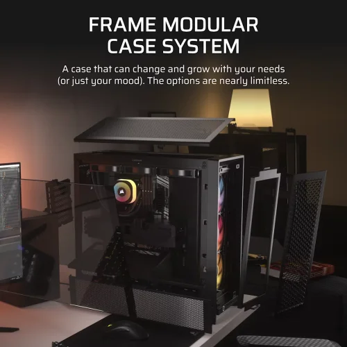 Корпус без блока питания/ Case Corsair Frame 4000D RS ARGB, Midi-Tower, TG, 3x120mm ARGB, 2xUSB-A 3.2, 1xUSB 3.2 Type-C, E-ATX, ATX, mATX, mITX Black (CC-9011296-WW) фото 3