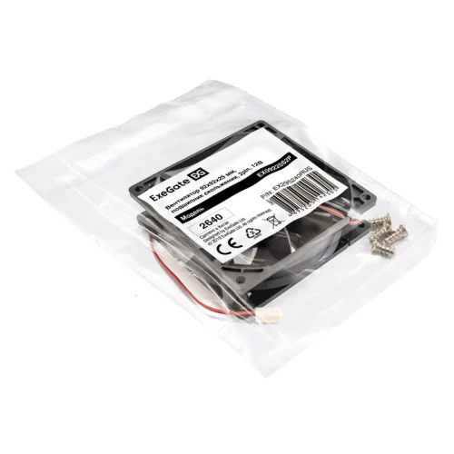 Exegate EX295240RUS Вентилятор 12В DC ExeGate EX09225S2P (92x92x25 мм, Sleeve bearing (подшипник скольжения), 2pin, 2100RPM, 25dBA) фото 5
