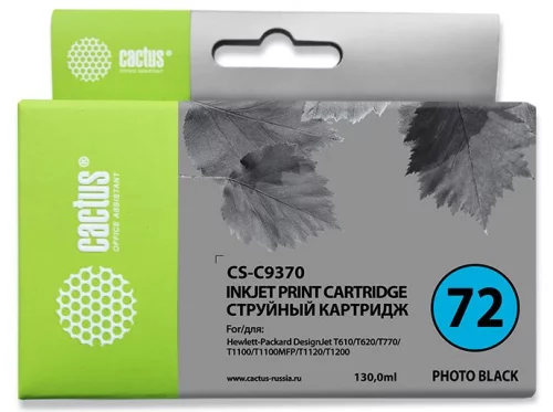 Картридж струйный Cactus CS-C9370 №72 фото черный (130мл) для HP DJ T610/T620/T770/T1100/T1100/T1120/T1200