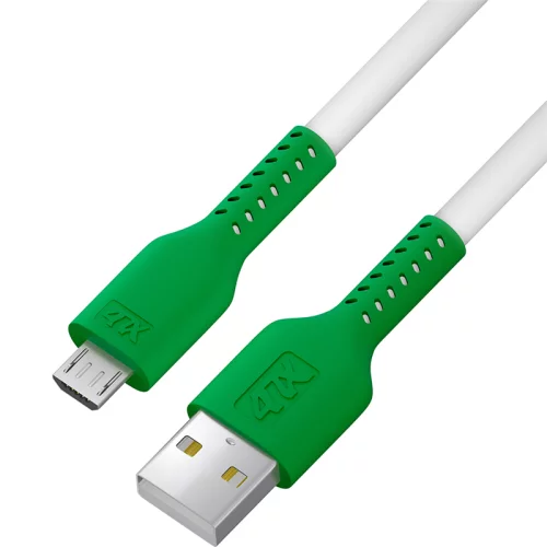 Кабель 1.0m MicroUSB, белый, зеленый ПВХ (4PH-R90067)