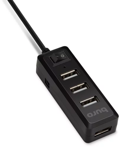 Разветвитель USB 2.0 Buro BU-HUB4-0.5L-U2.0 4порт. черный фото 3