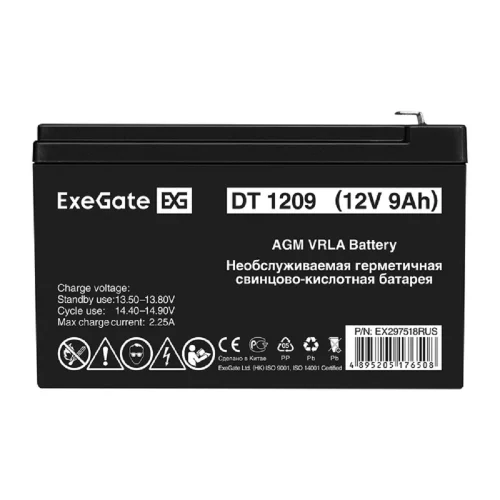 Exegate EX297518RUS Аккумуляторная батарея DT 1209 (12V 9Ah, клеммы F1) фото 2