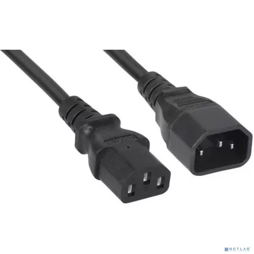 Кабель питания Filum ПВС-АП 3x1.0 С13 - C14, 220/ 250В, 10А, чёрный, 1м (FL-PC-C13/C14-C1-1.0-BK)