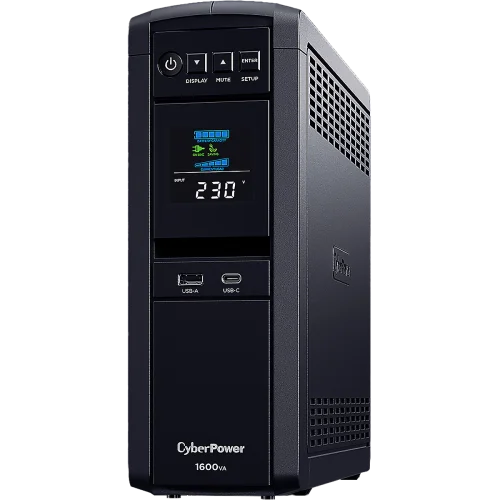 Источник бесперебойного питания/ UPS Line-Interactive CyberPower CP1600EPFCLCD 1600VA/1000W USB/RS-232/RJ11/45/USB/SNMPslot charger A/С (6 EURO), с чистым синусом при работе от АКБ