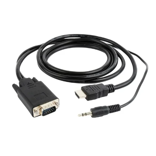 Кабель Cablexpert Кабель HDMI-VGA Cablexpert A-HDMI-VGA-03-10, 19M/ 15M + 3.5Jack, 3м, черный, позол.разъемы, пакет {80} (098045)