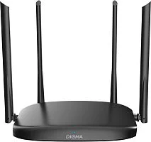 Роутер беспроводной Digma DWR-AC1202 AC1200 10/ 100/ 1000BASE-TX черный