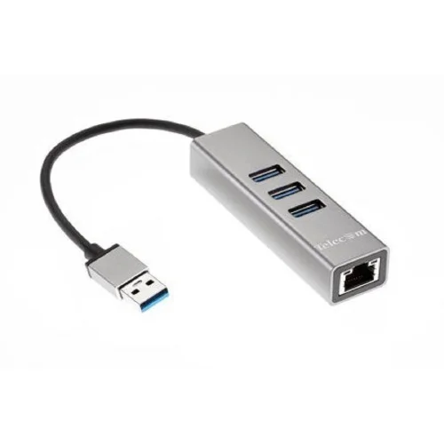 Telecom Переходник USB 3.0 --]RJ-45 1000Mbps +3 USB3.0, Aluminum Shell, 0.2м Telecom (TA311U)
