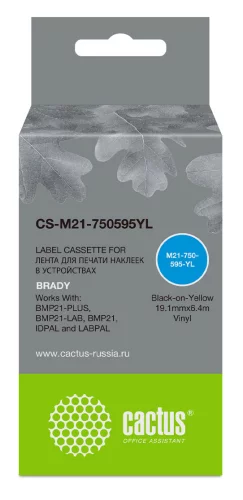 Картридж ленточный Cactus CS-M21-750595YL черный на желтом 19.1x6.4 для Brady BMP21-PLUS, BMP21-LAB