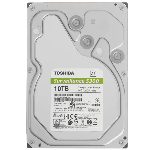 Жесткий диск/ HDD Toshiba SATA3 10Tb S300 AI Surveillance (CMR) 7200 512Mb 1 year warranty (replacement ST10000VE001, WD102PURP) (MG10ADA10TE-V)