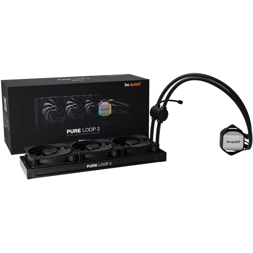 Водяное охлаждение для процессора/ Water Cooling System be quiet! PURE LOOP 2 360mm (280W, 360mm, Black, ARGB Pump/ Fans: 3x120mm, 59.6CFM, 36.8dBA, 2100RPM/ Pump height -mm, -dBA, 5500RPM, Rad thickn (BW019)