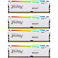 Память оперативная/ Kingston 64GB 5200MT/s DDR5 CL40 DIMM (Kit of 4) FURY Beast White RGB XMP (KF552C40BWAK4-64)
