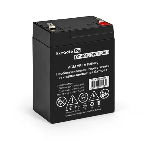 Exegate EX282943RUS Аккумуляторная батарея DT 4045 (4V 4.5Ah, клеммы F1)