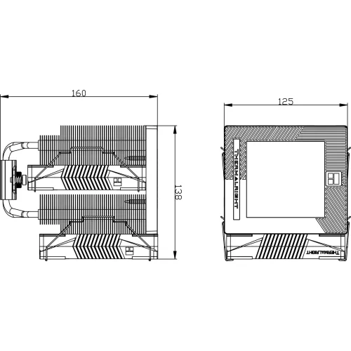 Кулер для процессора/ CPU Cooler Thermalright Phantom Spirit 120 Vision EVO (4-pin PWM, LED, 160mm, Ni/ CU, 7x6mm, ARGB, 2x120mm, 92CFM, 36dBA, 2150RPM, S: 1851, 1700, 1200, 115X, AM5, AM4, black) (PS120-V-EVO) фото 2