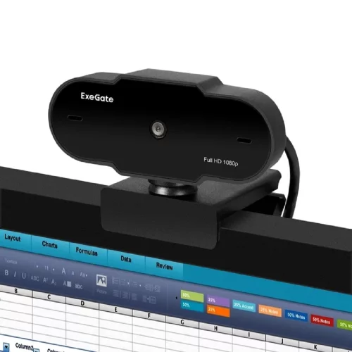 ExeGate GoldenEye C300 Full HD (матрица 1/ 4 2 Мп, 1920х1080, 1080P, USB, фиксированный фокус, микрофон с шумоподавлением, универсальное крепление, кабель 1,2 м, Windows® 7/ 8/ 10/ 11, Mac OS 10.6 и выше (EX297682RUS)