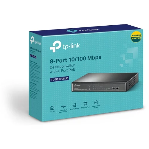 Коммутатор TP-Link TL-SF1008LP, 8-Port 10/100 Mbps Desktop Switch with 4-Port PoE, 41 W, 250m (TL-SF1008LP) фото 3