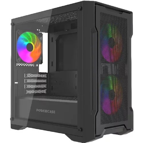 Powercase Корпус Mistral Micro X3B ARGB, Tempered Glass, 3x 120mm ARGB PWM Fan, чёрный, mATX (CMMXB-A3)