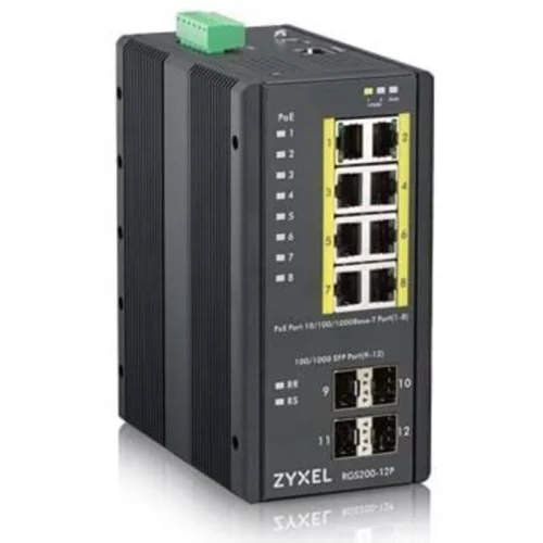 Коммутатор/ ZYXEL RGS200-12P, 12 Port managed PoE Switch, 240 Watt PoE, DIN Rail, IP30, 12-58V DC (RGS200-12P-ZZ0101F) фото 2