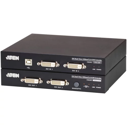 USB, DVI, КВМ-удлинитель c поддержкой Dual View и HDBaseT™ 2.0 (1920 x 1200 100 м)/ DVI Dual View HDBase T2.0 KVM Extender (CE624)