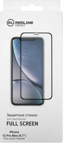Защитное стекло для экрана Redline черный для Apple iPhone 12 Pro Max антиблик. 1шт. (УТ000021879)