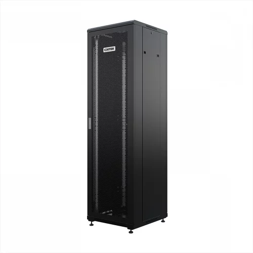 Шкаф напольный универсальный серверный ONTEK TC 42U 600х600мм, 4 профиля 19, двери перфорированная и сплошная металл, боковые стенки съемные (TC42U66DPSMRSWAS-9005)