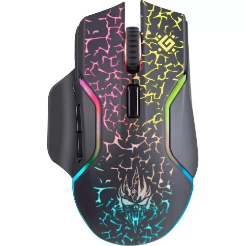 DEFENDER ONESHOT Беспроводная игровая мышь черная (USB, 2.4 ГГц, LED подсветка, 7 кн., 300 мАч,32400 dpi, GM-067) (52067)