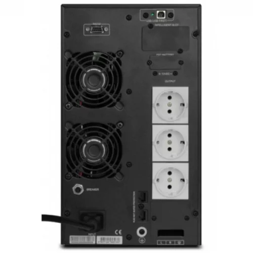 ИБП POWERMAN Online 2000, LCD, двойного преобразования, 2000ВА, 1800Вт, 3 евророзетки с резервным питанием, USB, RS232, слот SNMP, разъем EPO, батарея 12В 9Ач 4 шт., 191 х 460 х 337 мм., 20 кг./ UPS POWERMAN Online 2000, LCD, double conversion, 2000VA, 18 фото 3