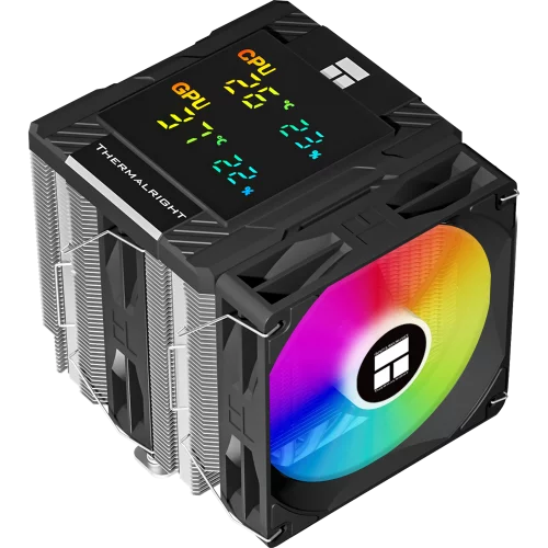 Кулер для процессора/ CPU Cooler Thermalright Peerless Assassin 120 Digital Black ARGB (4-pin PWM, LED temp., 162mm, Ni/ Cu, 6x6mm, ARGB, 2x120mm, 88.89CFM, 25.6dBA, 1850RPM, S: 1851, 1700, 1200, 115X, (PA120-DG-BL-ARGB)