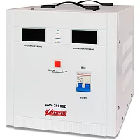Стабилизатор POWERMAN AVS 20000D, ступенчатый регулятор, цифровые индикаторы уровней напряжения, 20 KВА, 140-260В, максимальный входной ток 100А, клеммная колодка, IP-20, напольный, 410мм х 280мм х 310мм, 30.9 кг./ Stabilizer POWERMAN AVS 20000D, step-ty