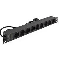 Exegate EX280848RUS Блок розеток ExeGate ServerPro PDU-19H902 Al-9S-EU1.8, 19",1U,алюм, 9Schuko, евровилка, 1.8м
