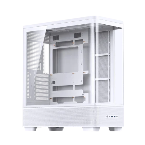 Корпус без блока питания/ Case JONSBO TK-5, Midi-Tower, TG, no fan, 2xUSB-A 3.0 + 1xUSB-C 3.2, ATX, mATX, mITX White (TK-5 WHITE)