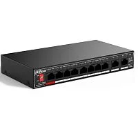 *Коммутатор Dahua DH-SG1010P, 10-портовый гигабитный неуправляемый коммутатор c PoE, 8xRJ45 1Gb PoE, 2xRJ45 1Gb uplink, суммарно 96Вт, коммутация 20 Гбит/ с, MAC-таблица 4K, металл
