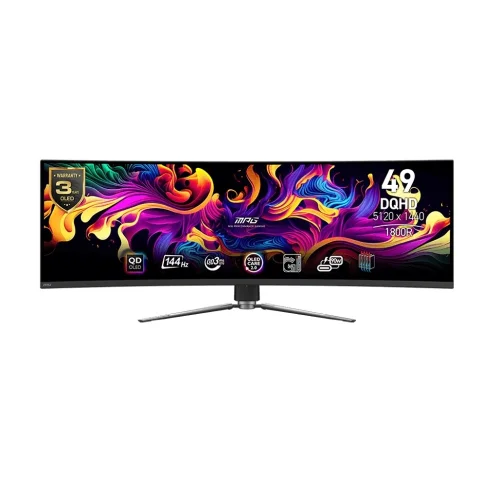 Монитор MSI 49 MPG 491CQP QD-OLED 1800R, 32:9, QD-OLED, DQHD, 0,03ms, 250cd, 144Hz, HDMI, DP, USB, USB-C, HAS (9S6-3FA84T-034)