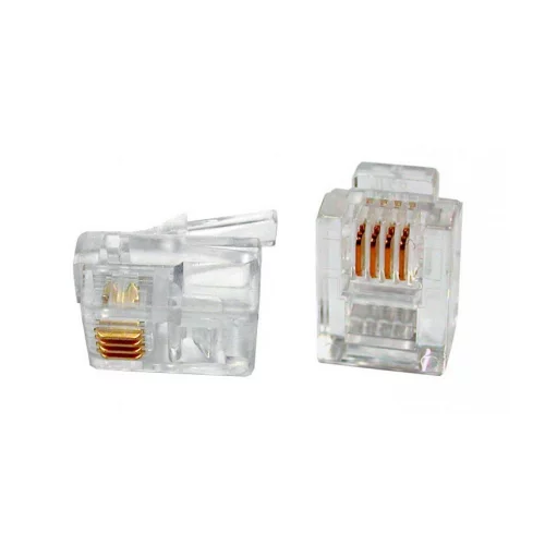 Коннектор телефонный RJ11 4P4C 100 шт. (TWT-PL11-4P4C/ 100) (TWT-PL11-4P4C/100)