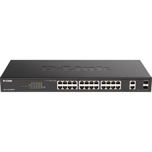 D-Link EasySmart L2 Switch 24х1000Base-T PoE, 2xCombo 1000Base-T/ SFP, PoE Budget 370W (DGS-1100-26MPV2/ A3A) (DGS-1100-26MPV2/A3A)