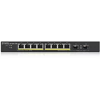 Smart L2 коммутатор PoE+ Zyxel GS1900-10HP, 8xGE PoE+, 2xSFP, настольный, бесшумный, бюджет PoE 77 Вт (GS1900-10HP-EU0102F)