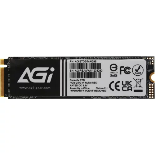 Твердотельный накопитель SSD AGI AI298 M.2 PCIe 2TB RETAIL-Color Box (AGI2T0GIMAI298-CB)