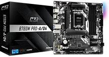 Материнская плата ASROCK B760M PRO-A/D4, LGA1700, B760, 4*DDR4, 4*SATA, 2*M.2, 3*USB 3.2, 2*USB 2.0, Type-C, 2*PCIx16, 1*PCIx1, 1*M.2 (Key E), HDMI+DP, mATX