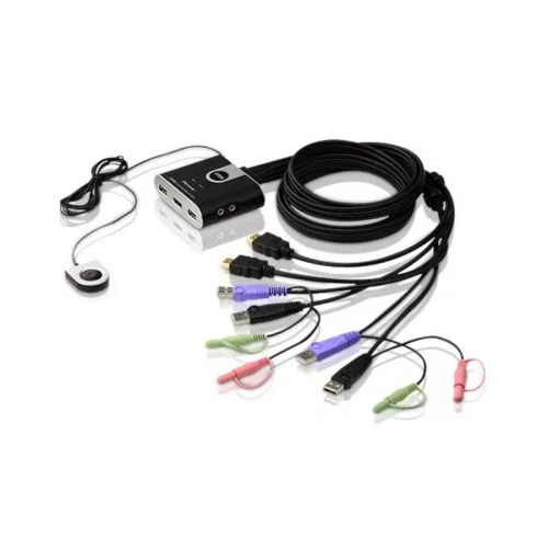 2-портовый KVM-переключатель со встроенными KVM кабелями (1,2м), 1 user(HDMI(Female)+2xAudio(Female)+2xUSB(Тип А Female), KVM-порты:(HDMI(Male)+2xAudio(Male)+2xUSB(Тип A Male). Поддержка до (1920 x 1 (CS692)