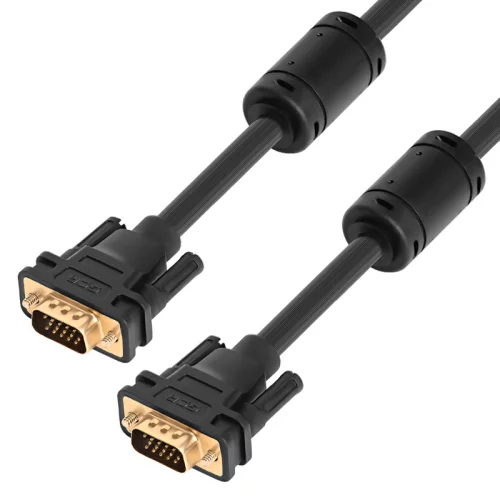 GCR Кабель PROF SVGA 1.0m чёрный, GOLD, ферритовые кольца, OD8.0mm, 15M / 15M Premium, 28/28 AWG, двойной экран (GCR-VM2VM2-1.0M)