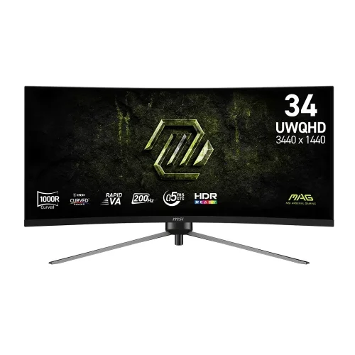 Монитор MSI 34 MAG 345CQRF E20 1000R, 21:9, VA, UWQHD, 0,5ms, 300cd, 200Hz, HDMI, DP, HAS (9S6-3DD14H-042)
