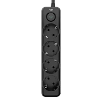 Cетевой фильтр AGNI плоский TP-FD4E-2m-black, 4 розетки Schuko, чёрный, кабель 2 метра, мощность нагрузки 4000 Вт, 16А, заземление, защита от короткого замыкания, сечение кабеля 3 х 1.5 кв.мм., размер