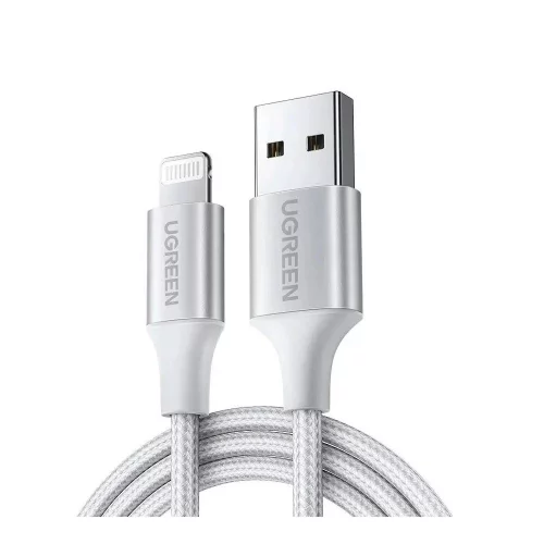 Кабель UGREEN US199 (60161) Lightning to USB-A 2.0 Cable. Длина 1 м. Цвет: серебристый